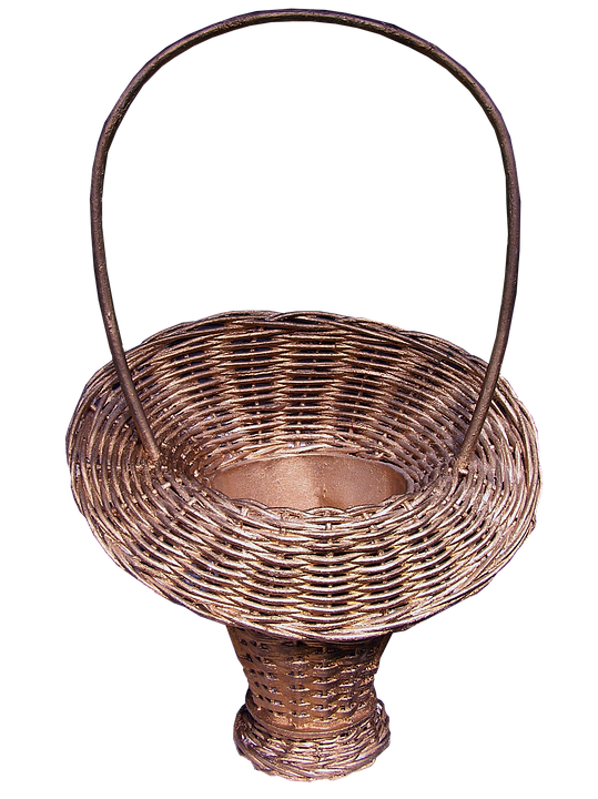 Wicker Flower Basket Design PNG image