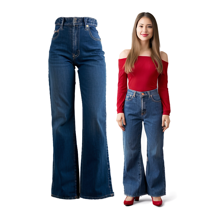 Wide Leg Blue Jeans Png 5 PNG image