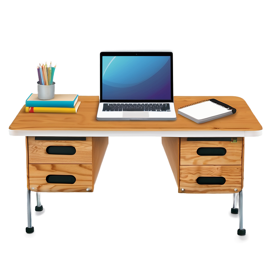 Wide Workspace Student Desk Png 06212024 PNG image