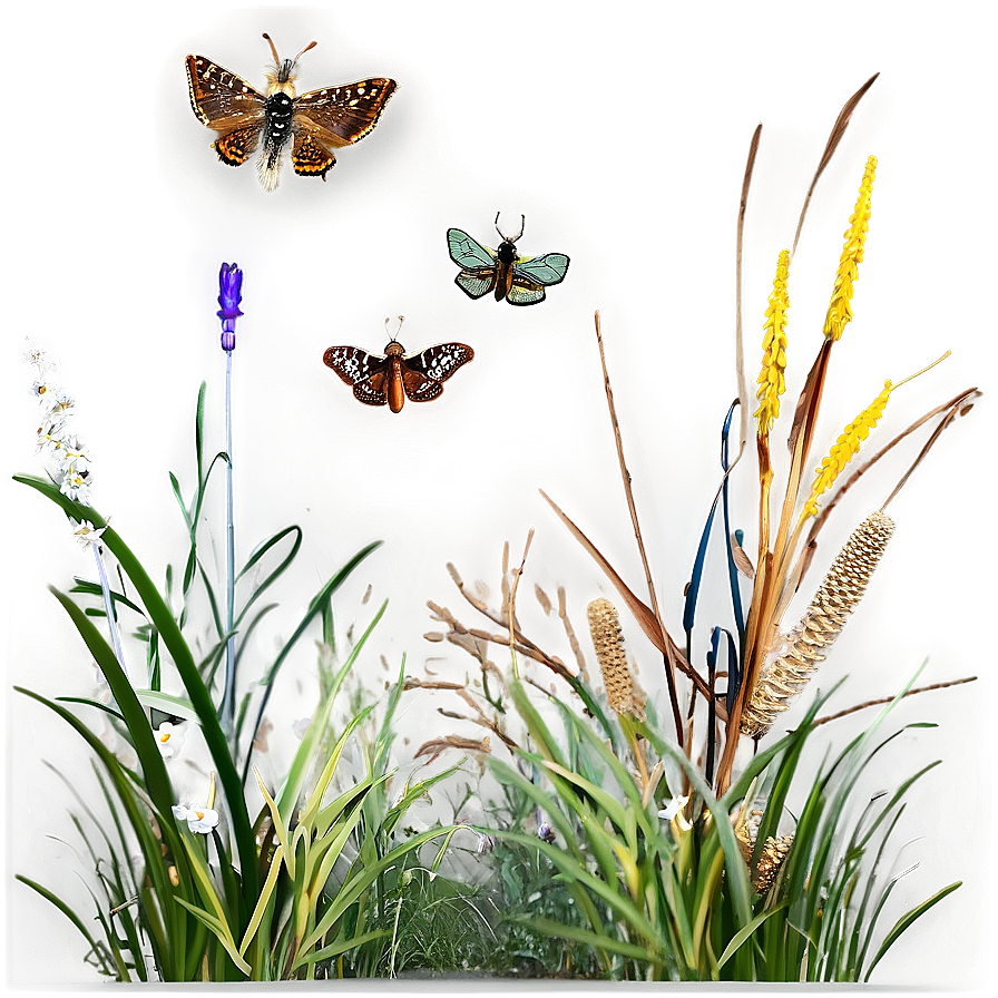 Wild Grass With Insects Png 06292024 PNG image