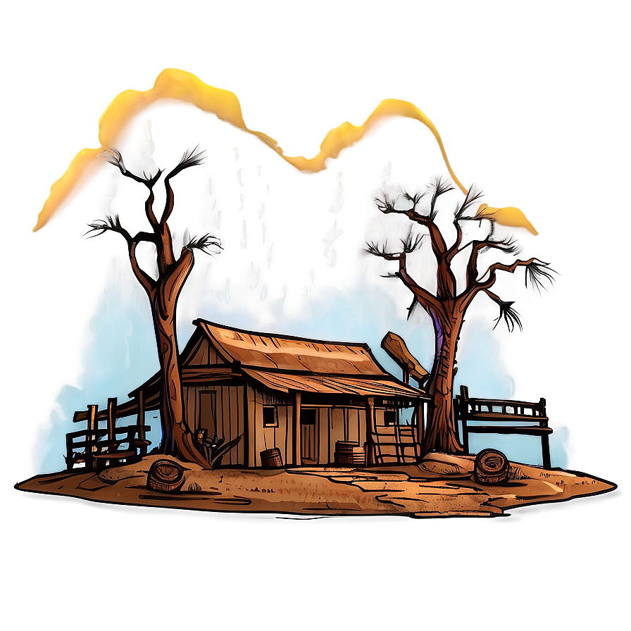 Wild West Scene Drawing Png 05212024 PNG image