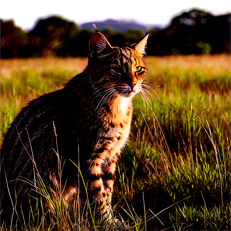 Wildcat In Grassland Png Pjn6 PNG image