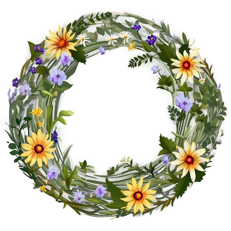 Wildflower Meadow Wreath Png 05242024 PNG image