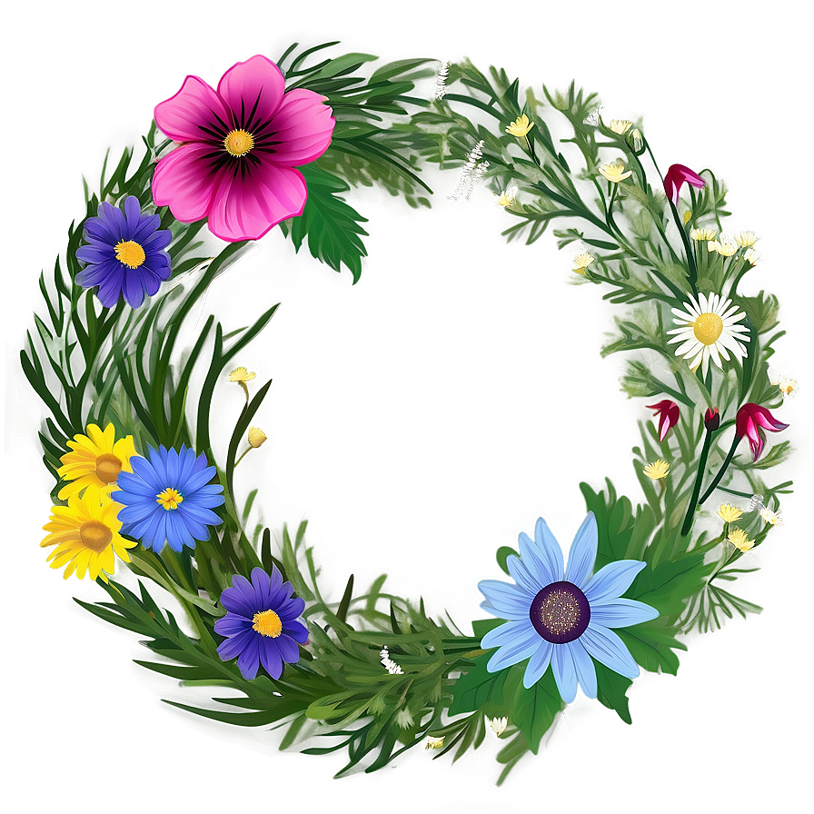 Wildflower Meadow Wreath Png 05242024 PNG image