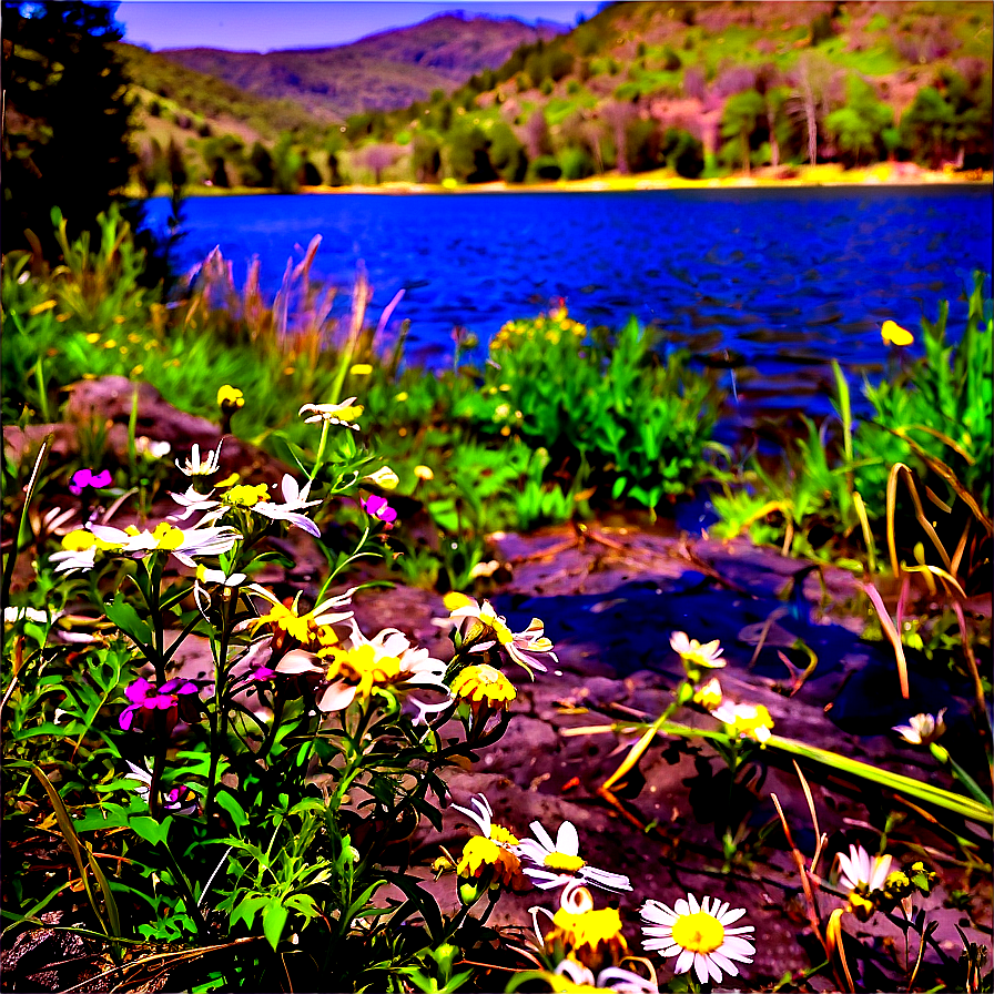 Wildflowers By The Lake Png 2 PNG image