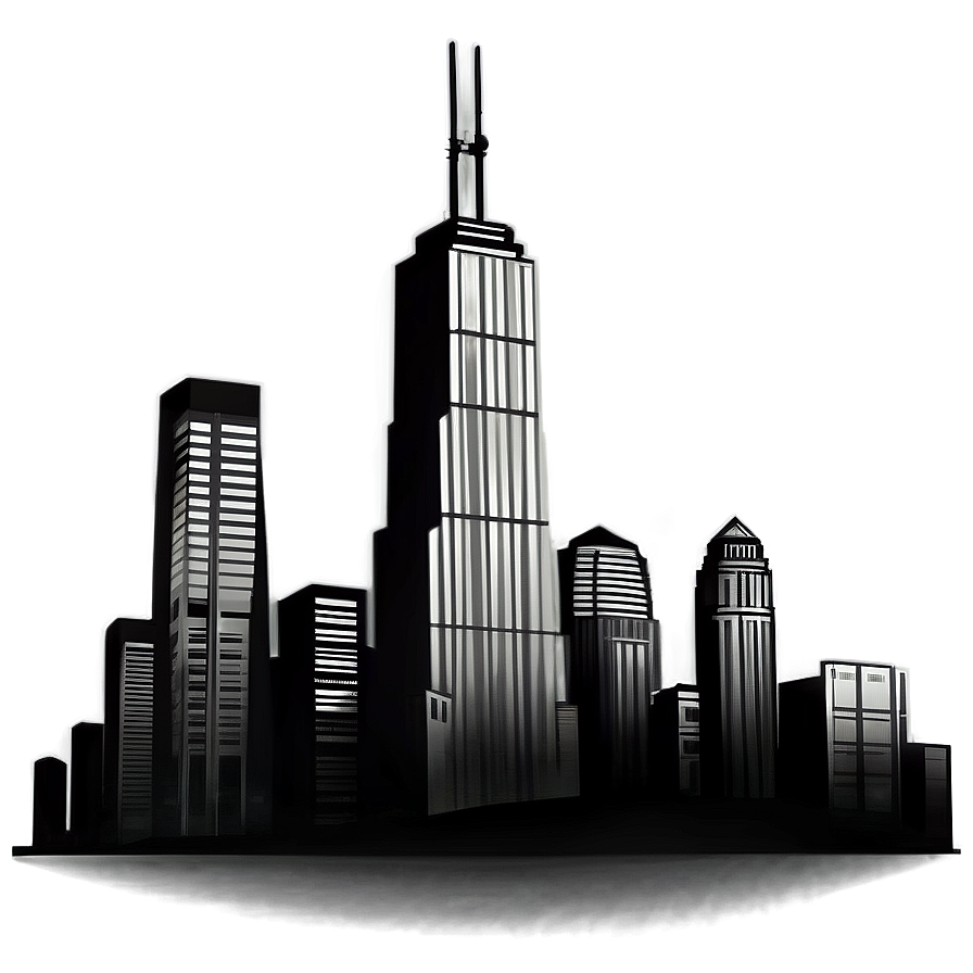 Willis Tower Skyline Silhouette Png Dyf PNG image