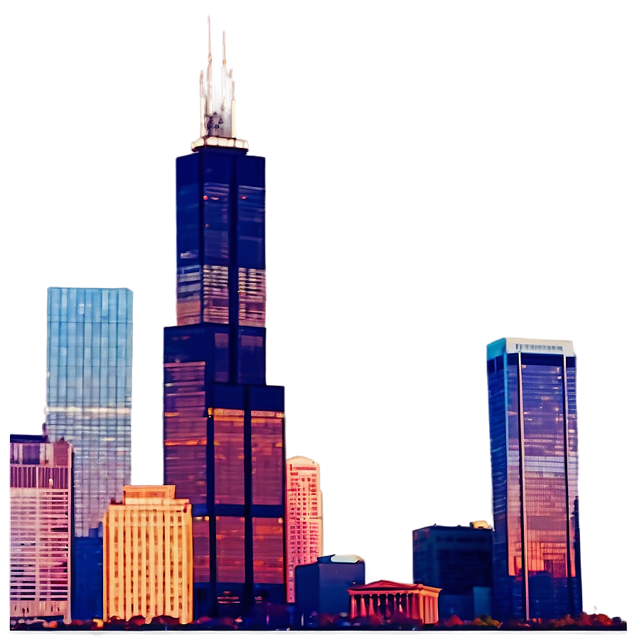 Willis Tower Vibrant Sunset Png 63 PNG image