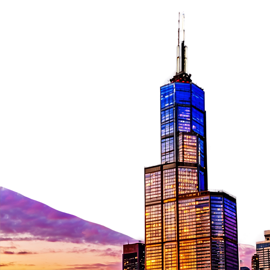 Willis Tower Vibrant Sunset Png Jds72 PNG image