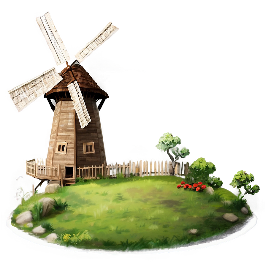 Windmill In Vintage Style Png Fjt PNG image