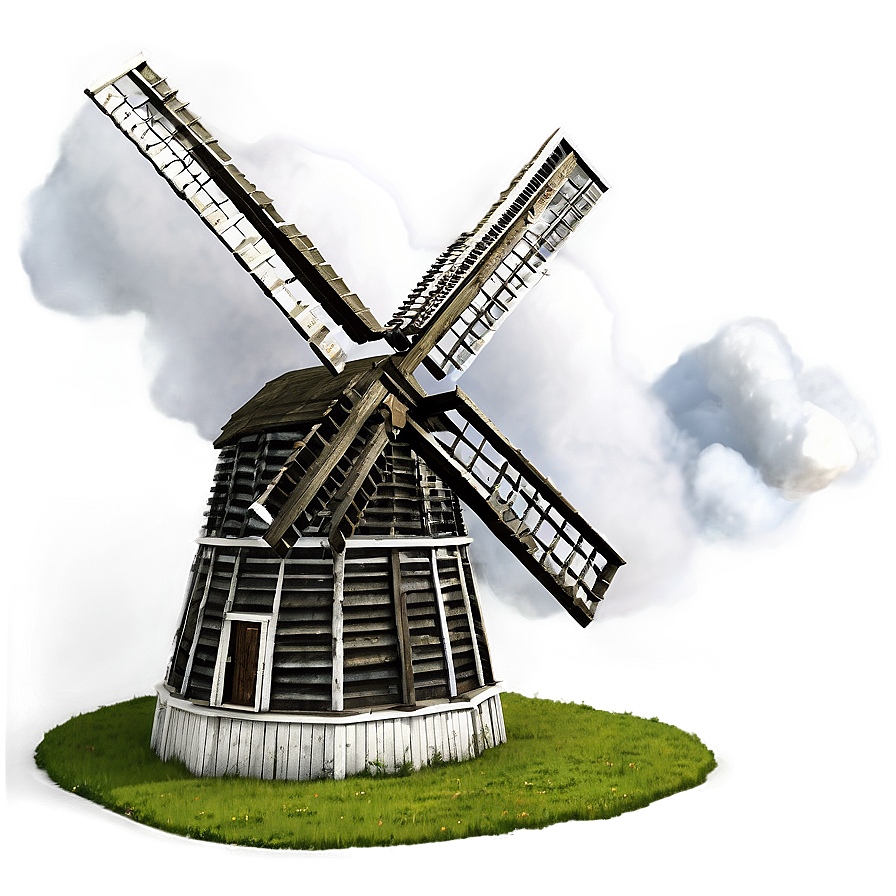 Windmill On Cloudy Day Png Avr PNG image