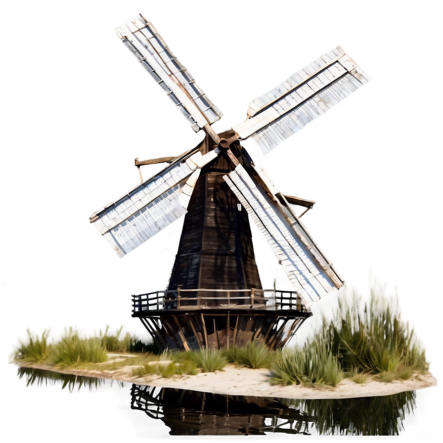 Windmill With Flowing River Png 20 PNG image