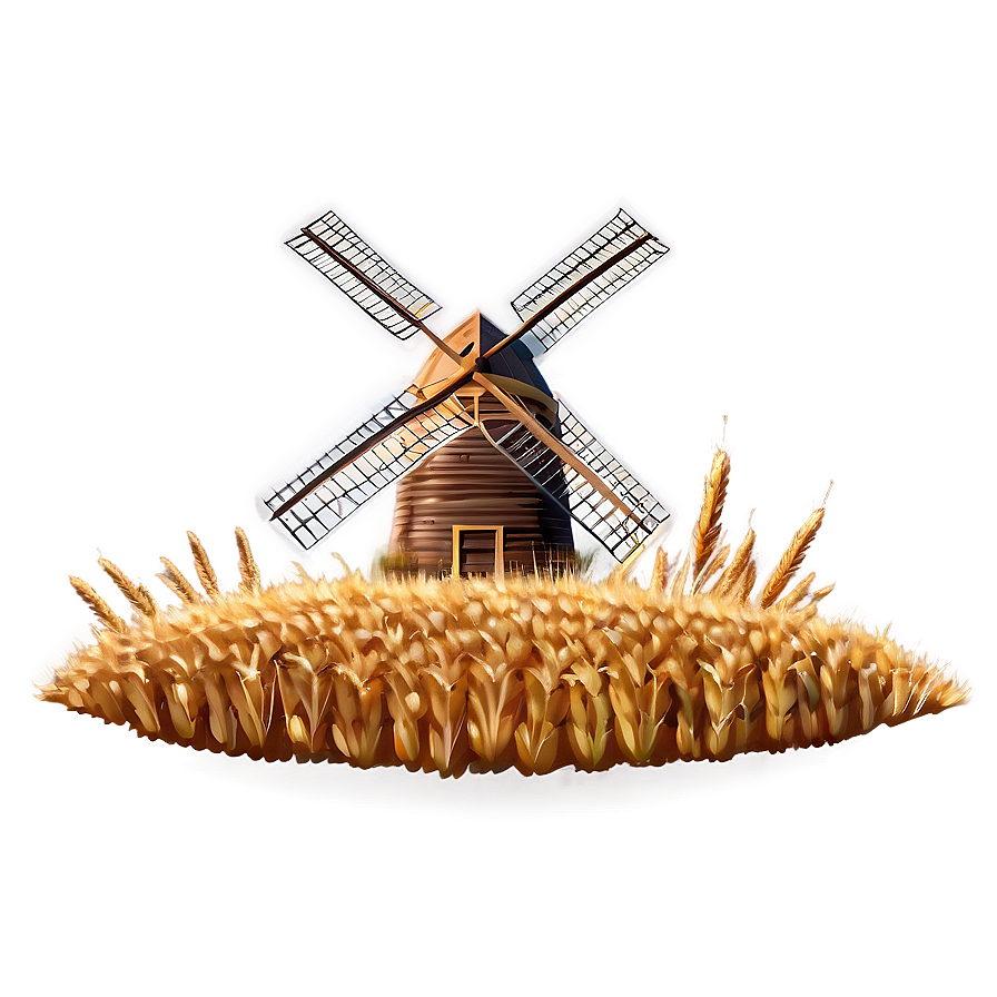 Windmill With Wheat Field Png Hew96 PNG image
