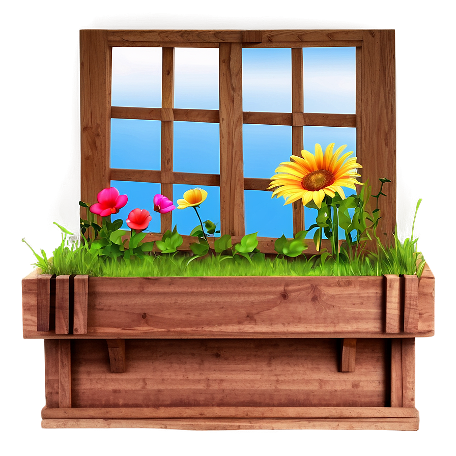 Window With Flower Box Png 05042024 PNG image