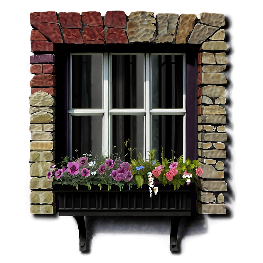 Window With Flower Box Png Hlr PNG image