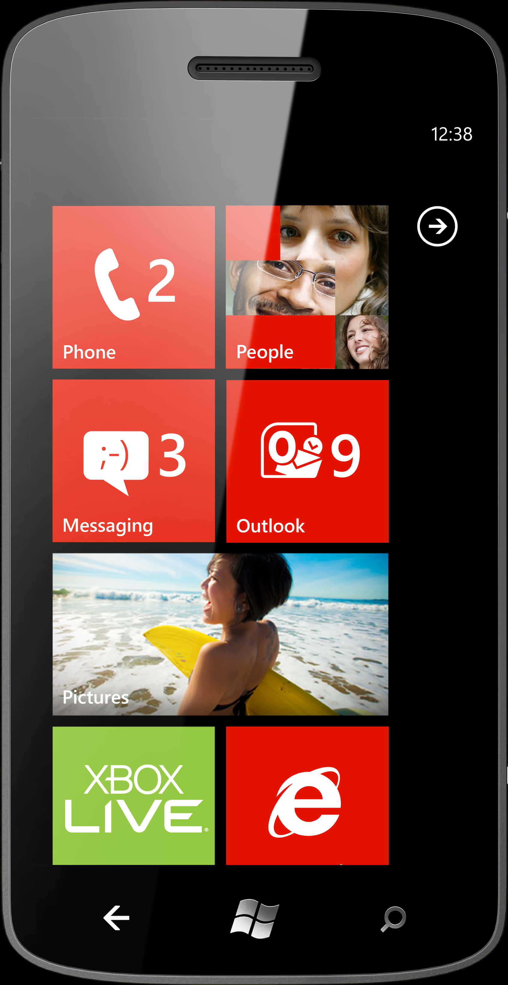 Windows Phone Interface Display PNG image