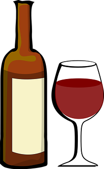 Wine Bottleand Glass Vector PNG image