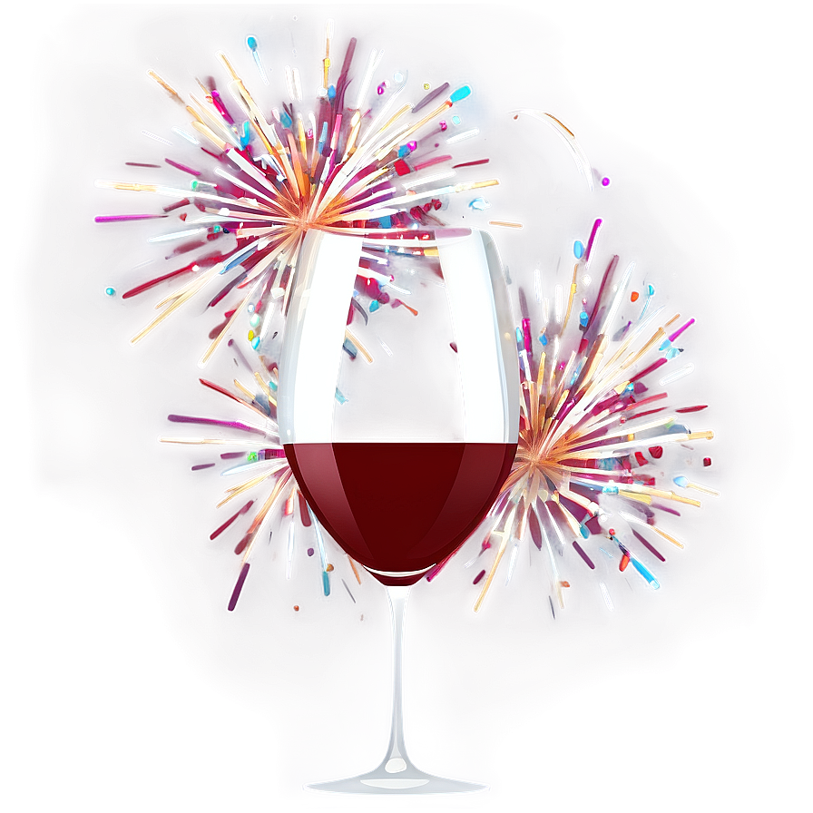 Wine Glass With Fireworks Png Qcf PNG image