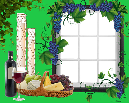 Wineand Cheese Basket Vineyard Theme PNG image