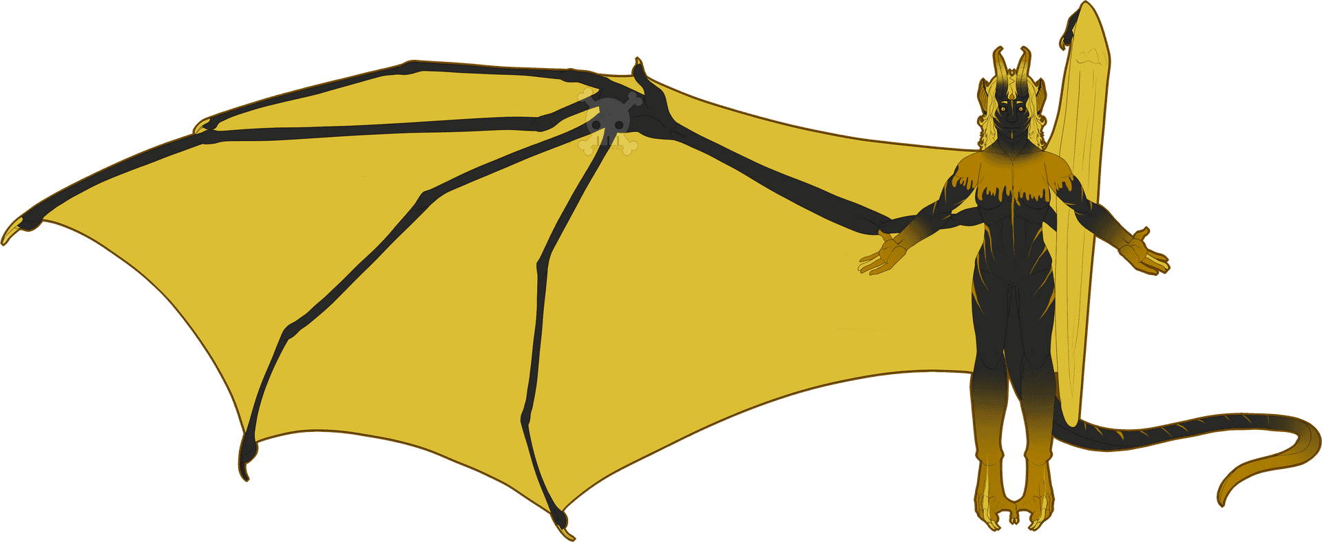 Winged Demon Illustration PNG image