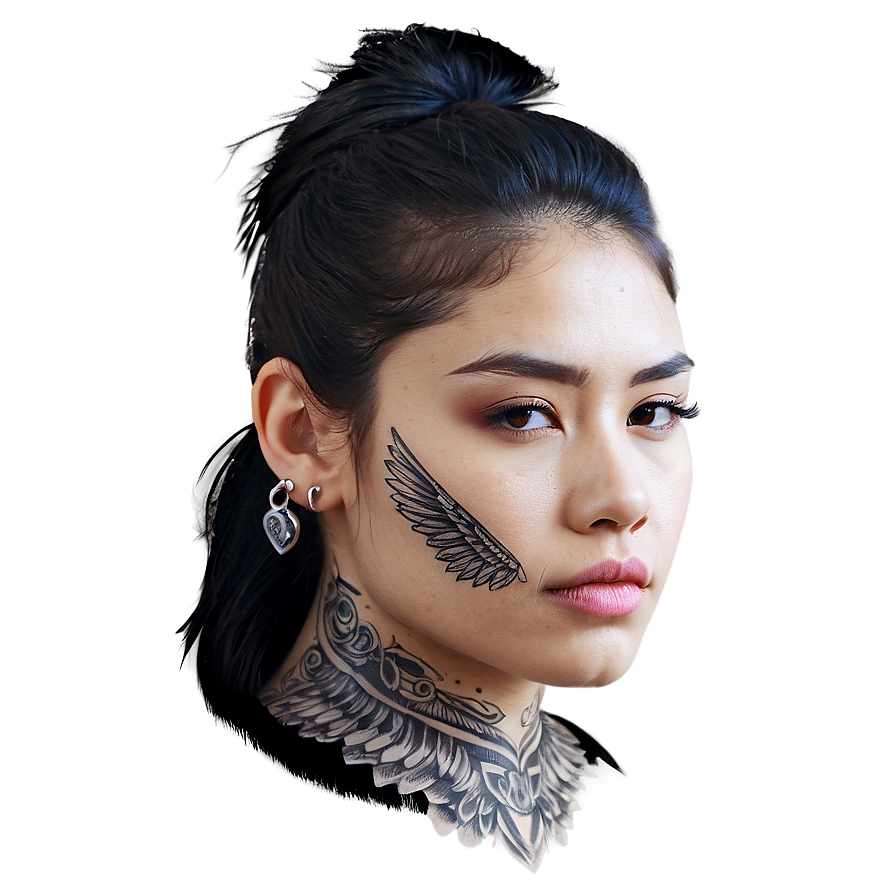 Winged Face Tattoo Png 06122024 PNG image