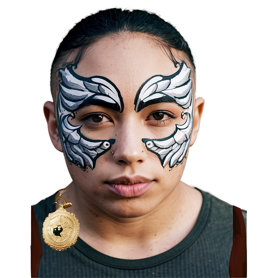 Winged Face Tattoo Png Yjl PNG image