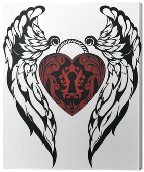 Winged Heart Love Tattoo Design PNG image