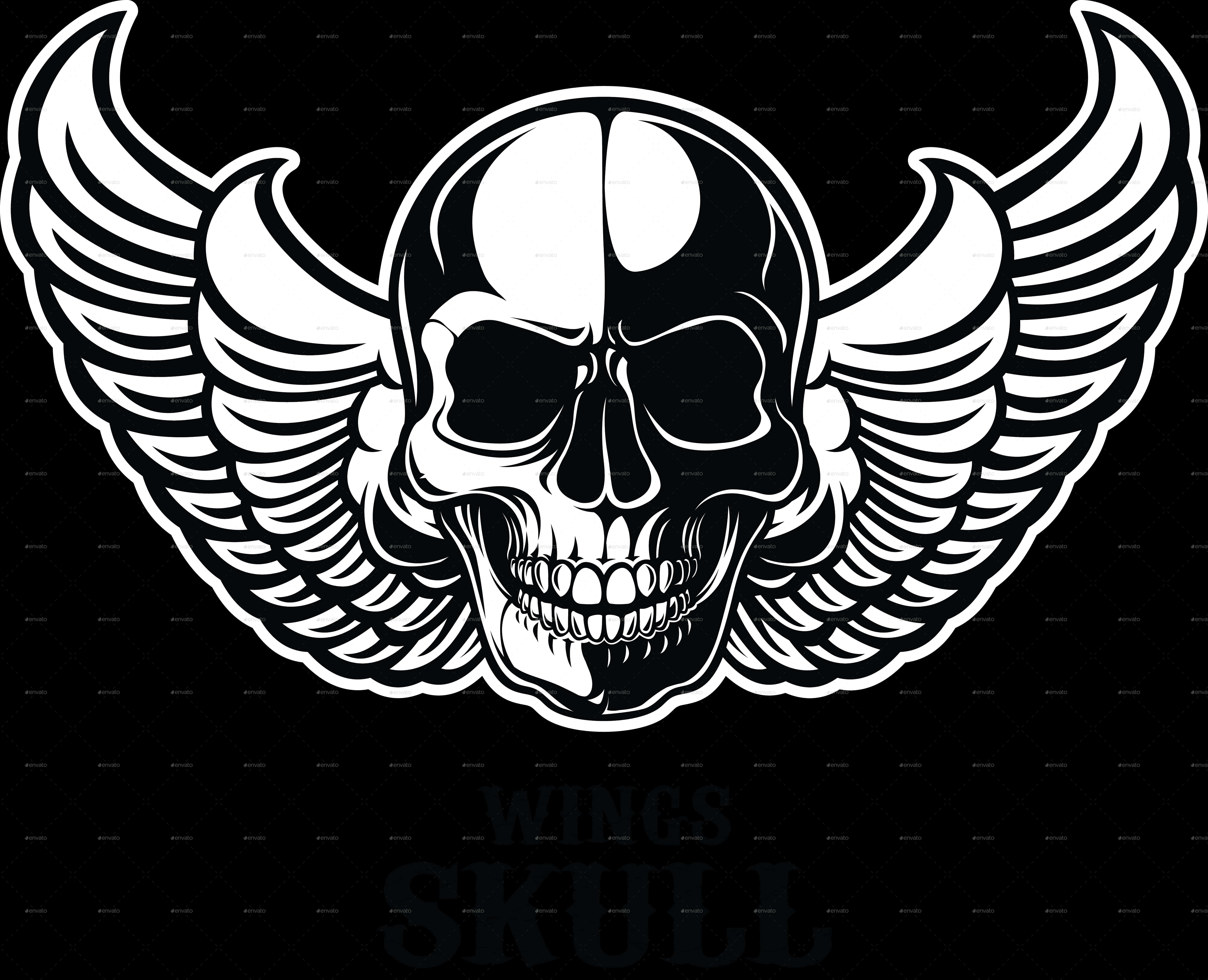 Winged Skull Graphic PNG image