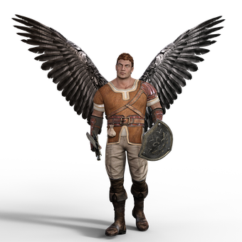Winged Warrior Fantasy Artwork PNG image