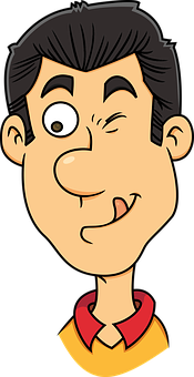 Winking Cartoon Man_ Vector PNG image