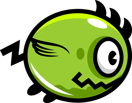 Winking Green Cartoon Character PNG image