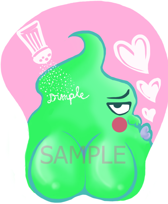 Winking Green Creature Cartoon PNG image