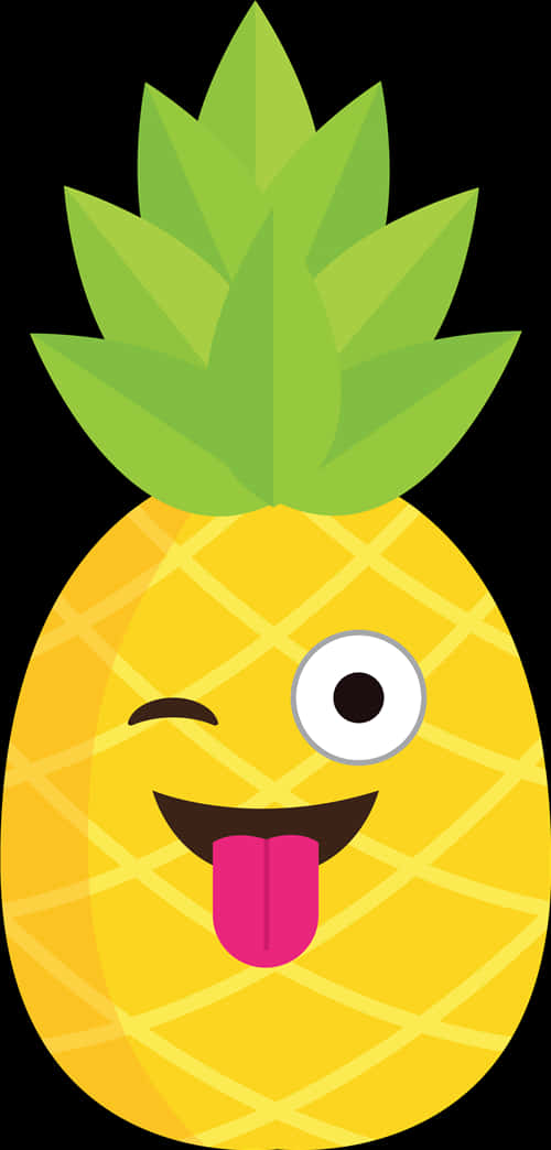 Winking Pineapple Cartoon Graphic PNG image