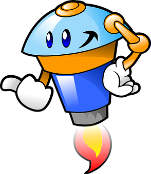 Winking Robot Cartoon PNG image