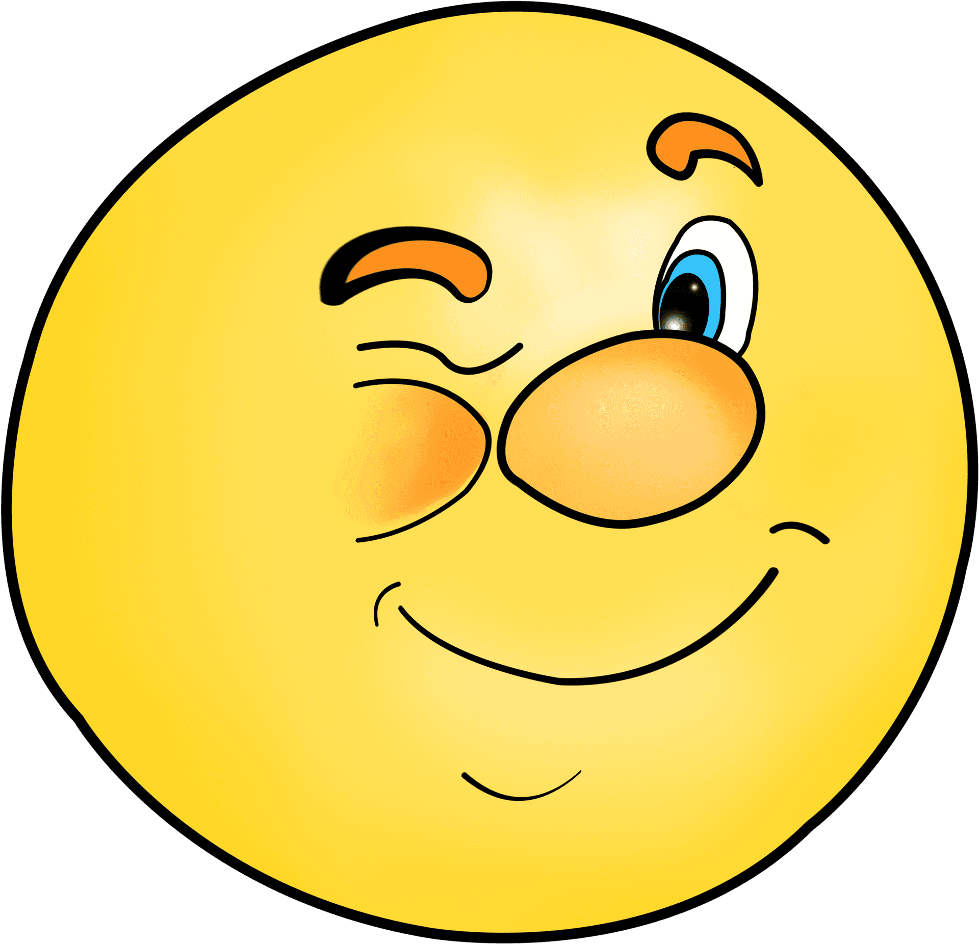 Winking Yellow Smiley Face PNG image