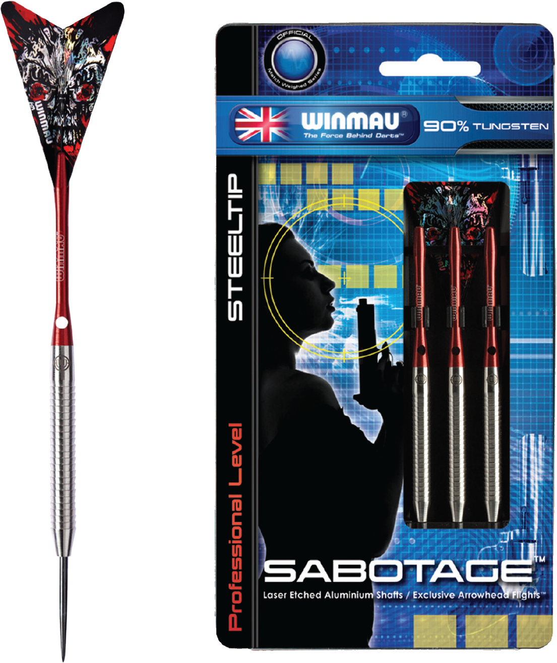 Winmau Sabotage Steel Tip Darts Packaging PNG image