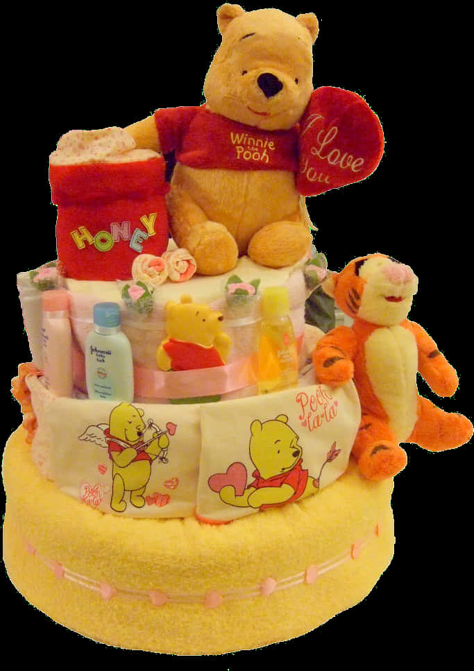 Winnie The Pooh Diaper Cake PNG image