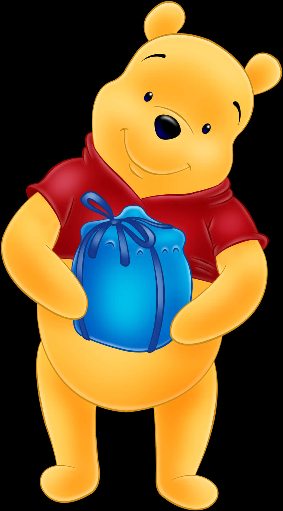 Winnie The Pooh Holding Present PNG image