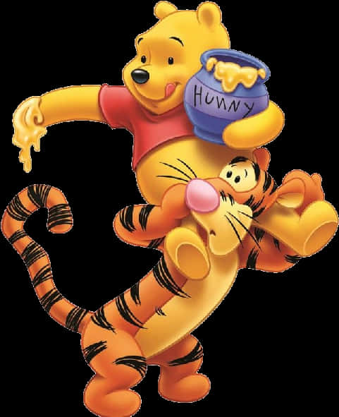 Winniethe Poohand Tigger Honey Fun PNG image