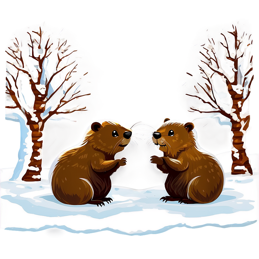 Winter Beaver Scene Png 05242024 PNG image