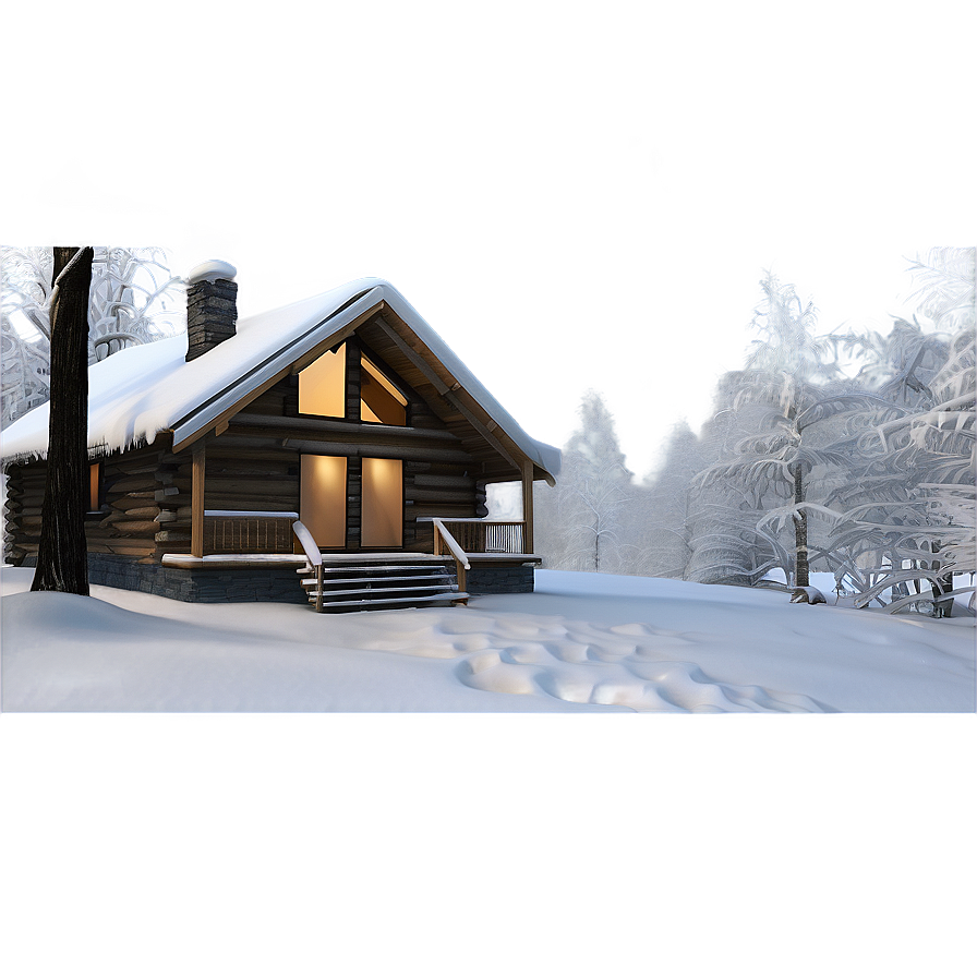 Winter Cabin Scene Png 06292024 PNG image