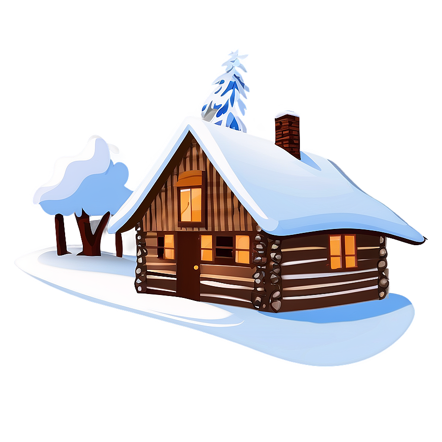 Winter Cabin Scene Png Qku PNG image