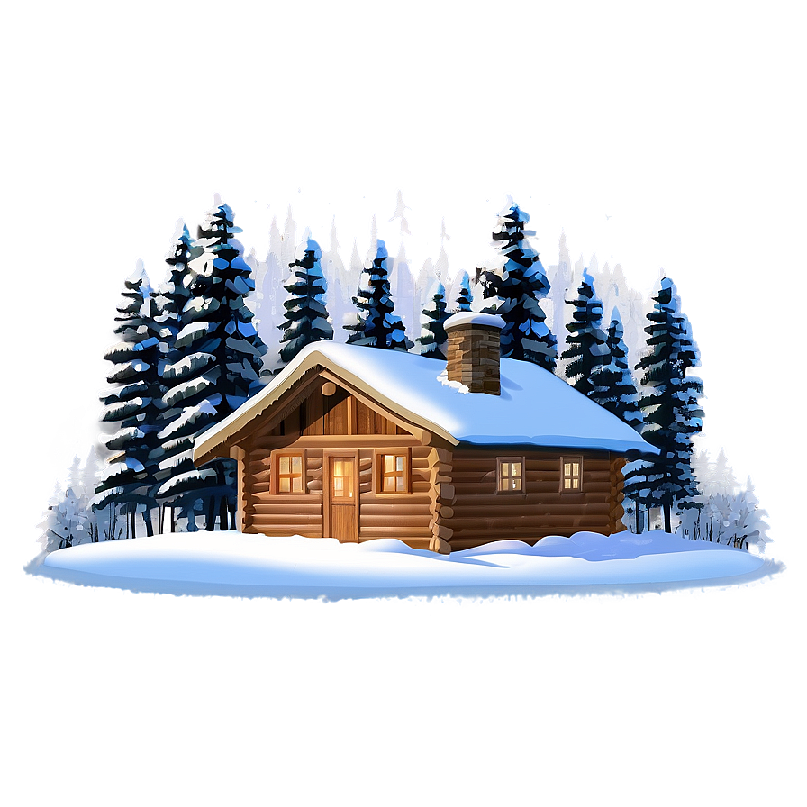 Winter Cabin Scene Png Xuu PNG image