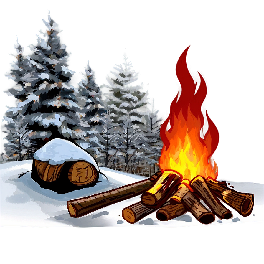 Winter Campfire Scene Png Pfx PNG image