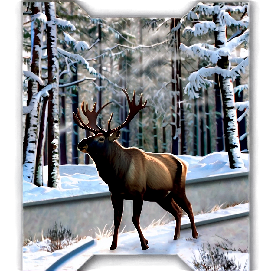 Winter Caribou Landscape Png 66 PNG image