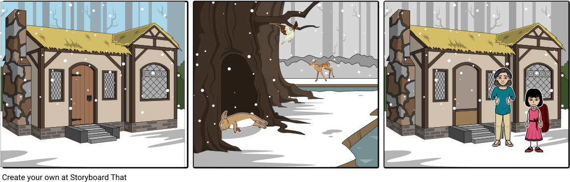 Winter_ Cottage_ Scene_ Triptych.png PNG image