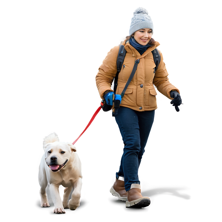 Winter Dog Walking Png 06252024 PNG image