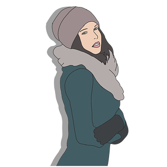 Winter Fashion Cartoon Woman Illustration PNG image