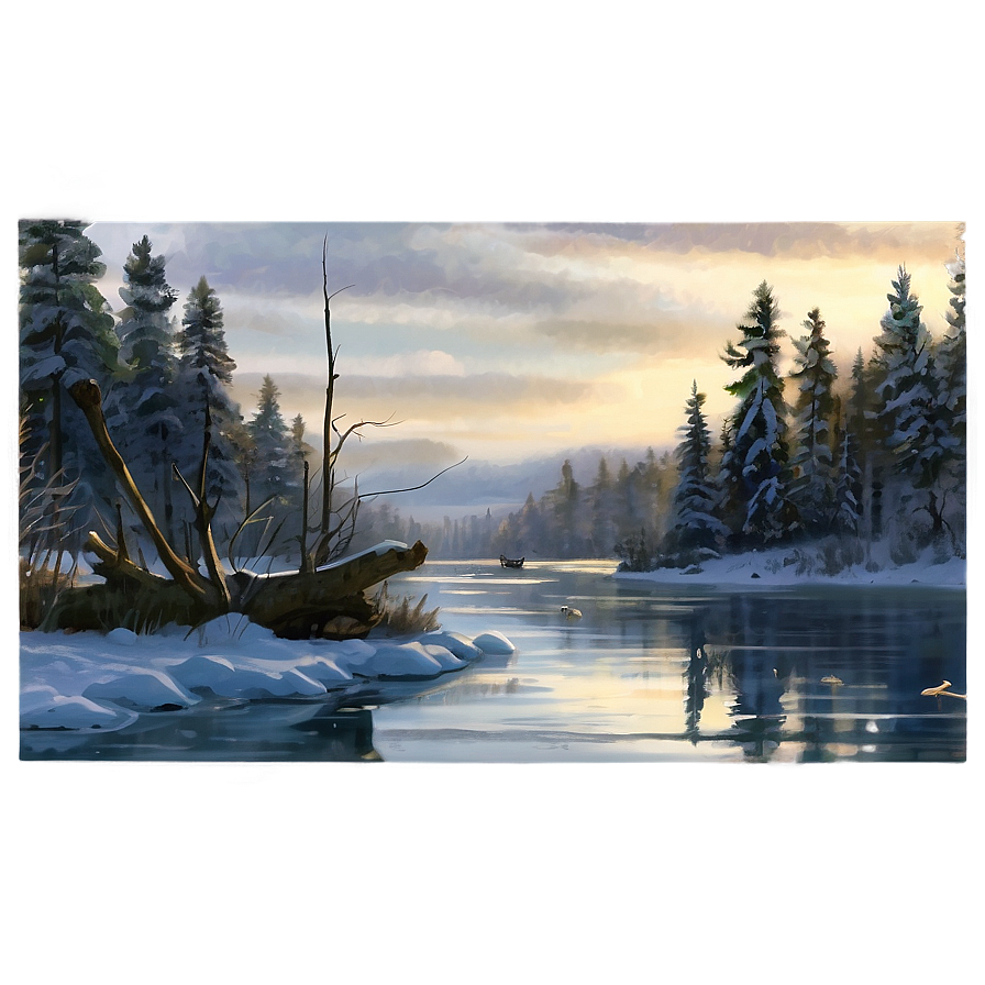 Winter Fishing Scene Png 05212024 PNG image