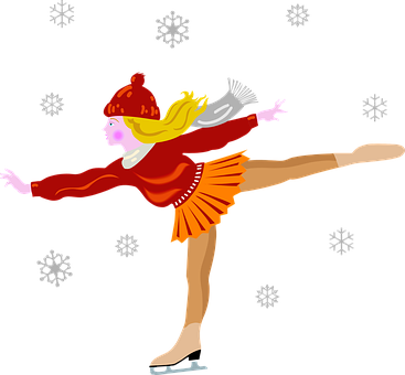 Winter Ice Skating Girl Illustration PNG image