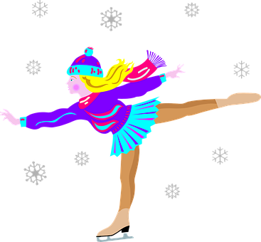 Winter Ice Skating Girl Illustration PNG image